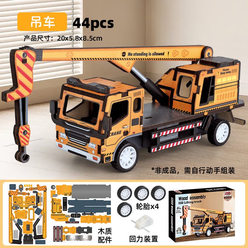 3D Three-Dimensional Puzzle Children'S Parent-Child Toy Car Handmade Puzzle Wooden Model Gift Assembly Interaction - Image 1